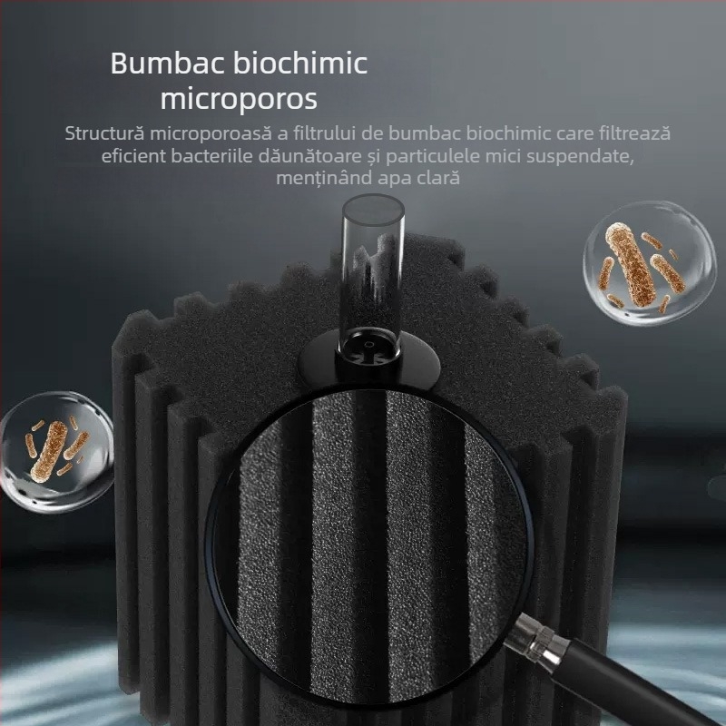 Pompa de oxigen pentru acvariu cu cutie de filtrare încorporată, din plastic, potrivită pentru pești de apă dulce și sărată