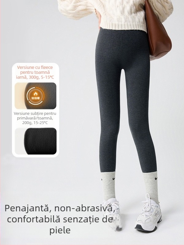 Colanți de maternitate cu căptușeală din fleece, căldură de iarnă, croială slim, talie medie, țesătură viscoză-poliester