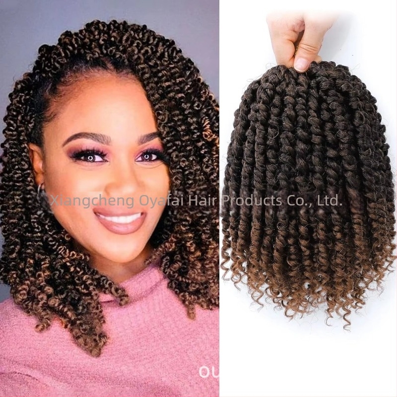 Perucă Afro Passion Twist, 8-14 inchi, din fibre sintetice rezistente la căldură, cu două șuvițe
