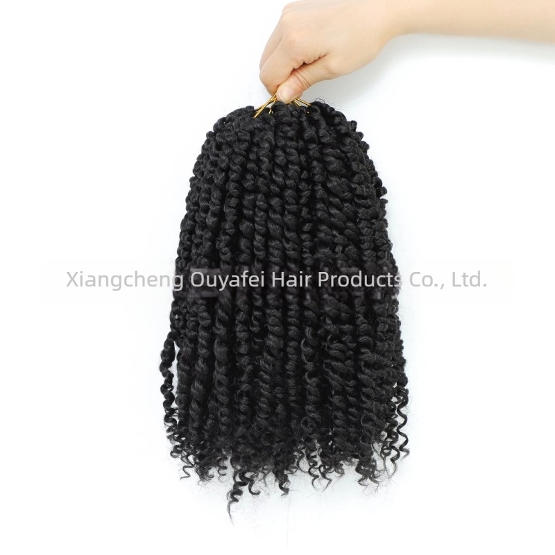 Perucă Afro Passion Twist, 8-14 inchi, din fibre sintetice rezistente la căldură, cu două șuvițe