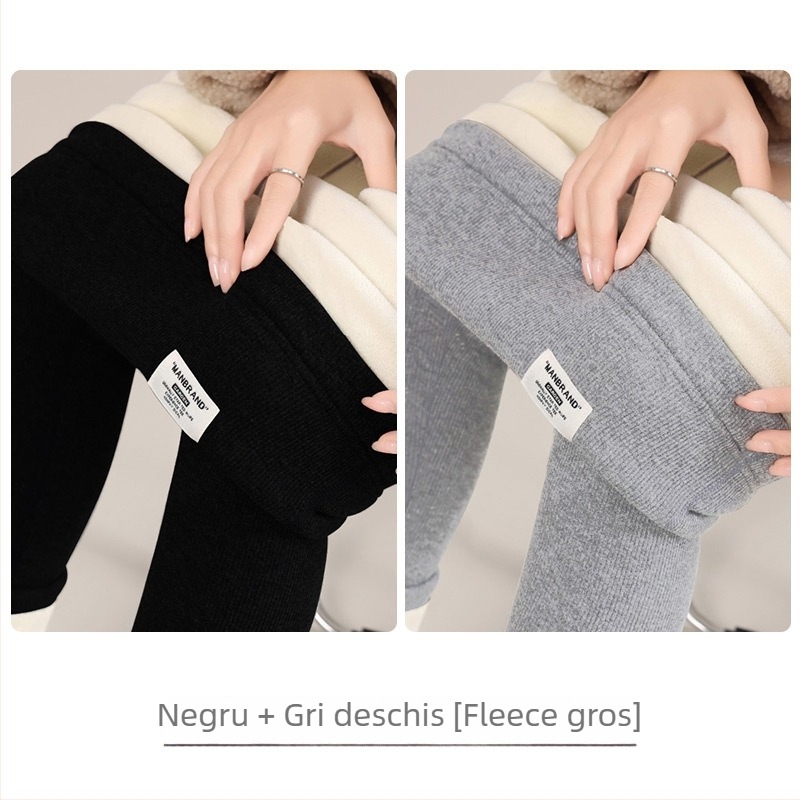 Pantaloni de maternitate cu căptușeală de fleece, groși și calzi, susținere pentru abdomen, talie înaltă, croială mulată, lungi, material poliester