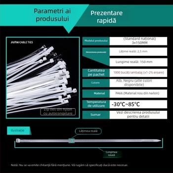 Legător auto-blocant din nylon - PA66, lățime 2,5 mm, pentru șantier, rezistent la frig