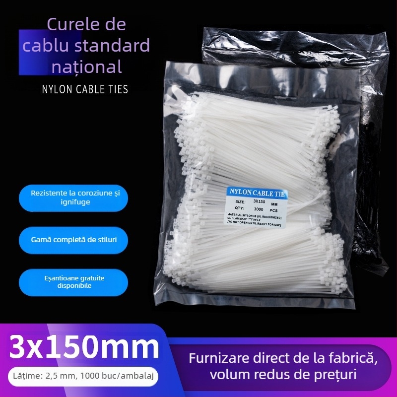 Legător auto-blocant din nylon - PA66, lățime 2,5 mm, pentru șantier, rezistent la frig