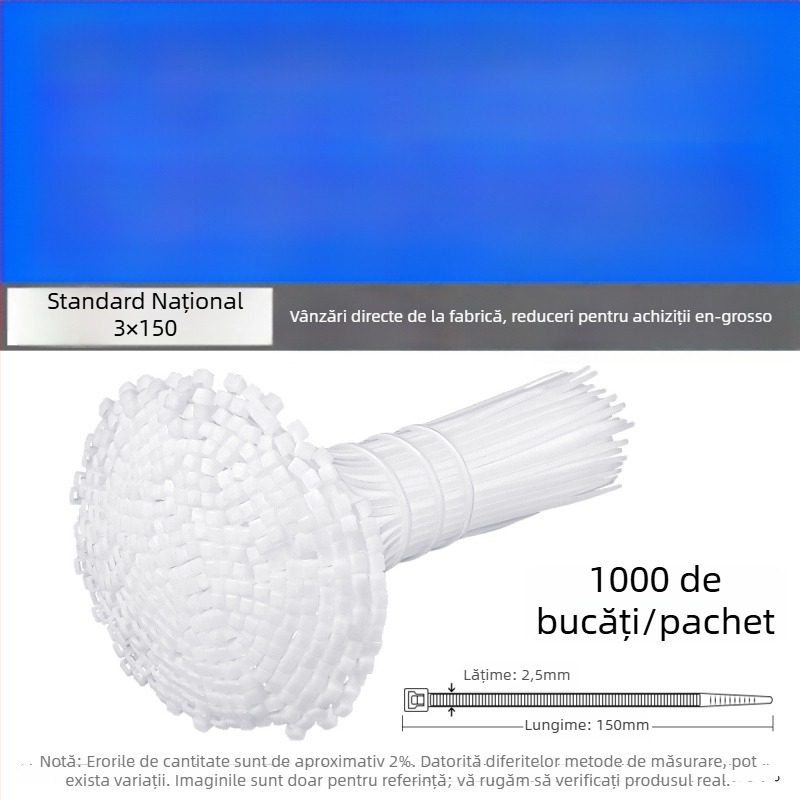 Legător auto-blocant din nylon - PA66, lățime 2,5 mm, pentru șantier, rezistent la frig