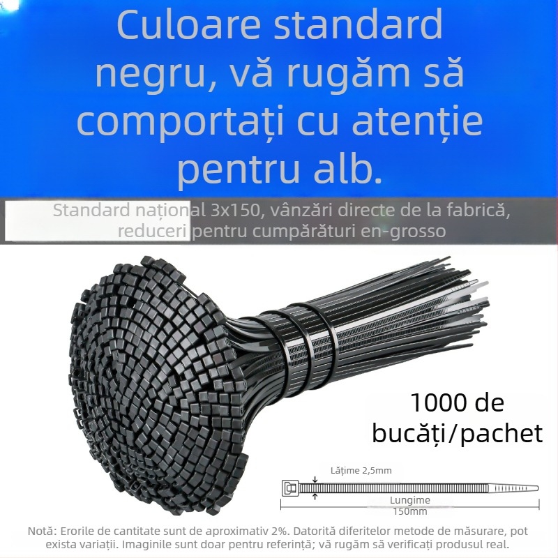 Legător auto-blocant din nylon - PA66, lățime 2,5 mm, pentru șantier, rezistent la frig