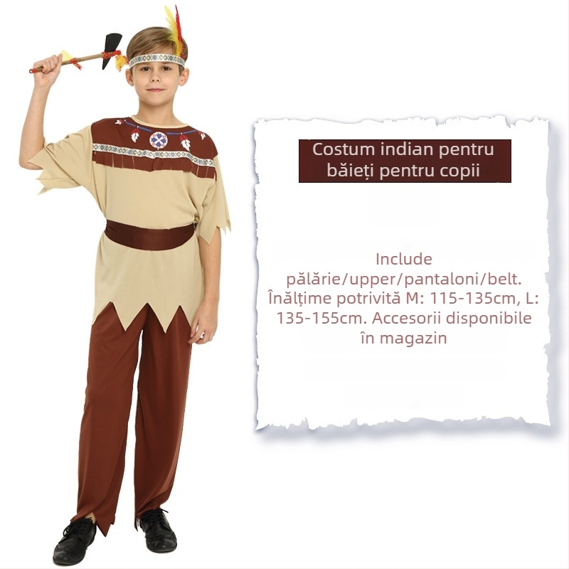 Costum de Halloween – Unisex, în stil indian, ținută pentru scenă, 80-90% poliester, toamnă 2024, destinat persoanelor sub 17 ani