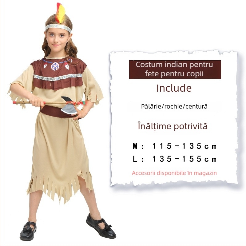 Costum de Halloween – Unisex, în stil indian, ținută pentru scenă, 80-90% poliester, toamnă 2024, destinat persoanelor sub 17 ani