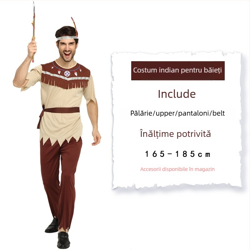 Costum de Halloween – Unisex, în stil indian, ținută pentru scenă, 80-90% poliester, toamnă 2024, destinat persoanelor sub 17 ani