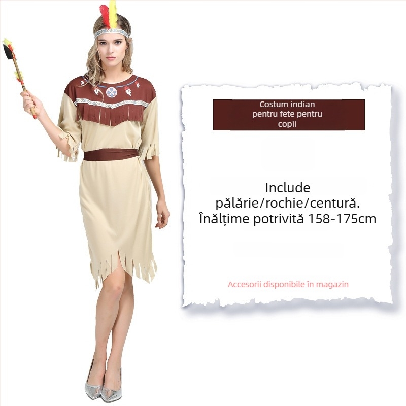 Costum de Halloween – Unisex, în stil indian, ținută pentru scenă, 80-90% poliester, toamnă 2024, destinat persoanelor sub 17 ani