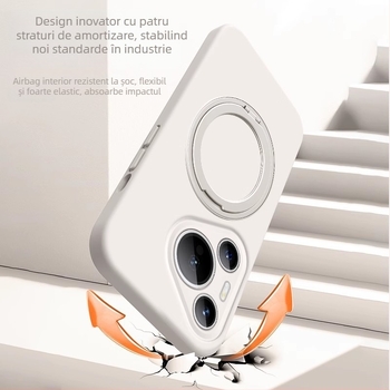 Carcasă Huawei Mate 80 Pro din silicon lichid cu suport rotativ – antișoc, finisaj mat, antiamprentă