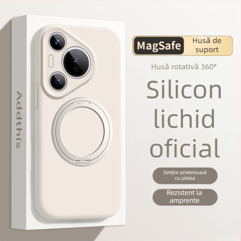 Carcasă Huawei Mate 80 Pro din silicon lichid cu suport rotativ – antișoc, finisaj mat, antiamprentă