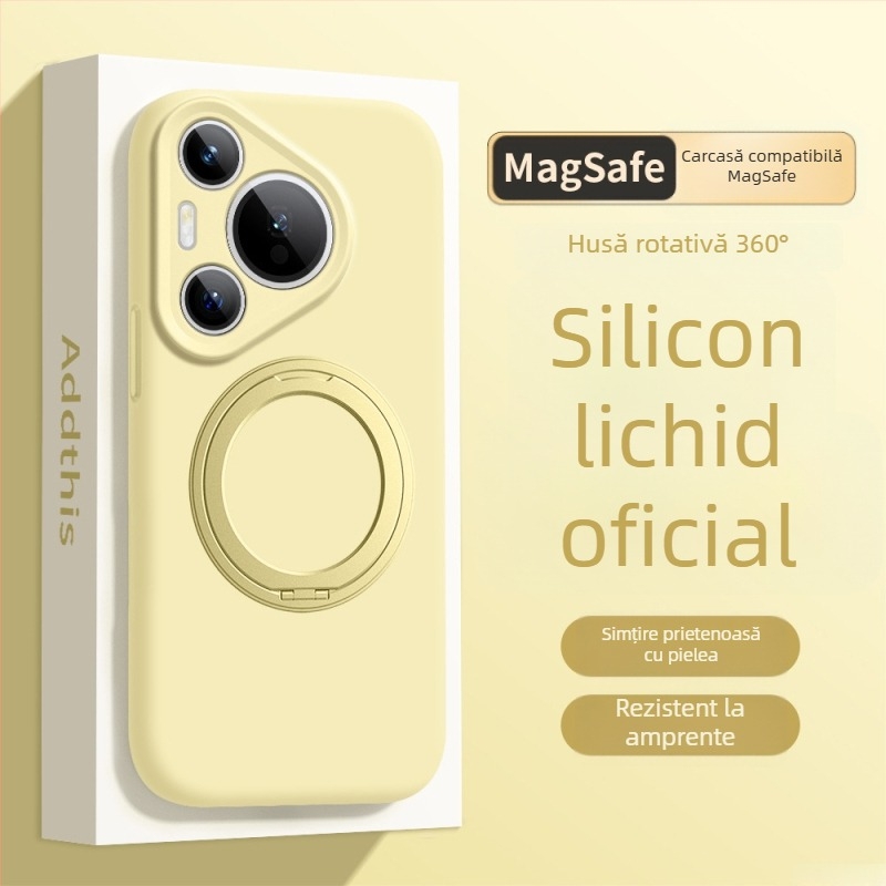 Carcasă Huawei Mate 80 Pro din silicon lichid cu suport rotativ – antișoc, finisaj mat, antiamprentă