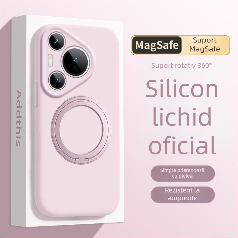 Carcasă Huawei Mate 80 Pro din silicon lichid cu suport rotativ – antișoc, finisaj mat, antiamprentă