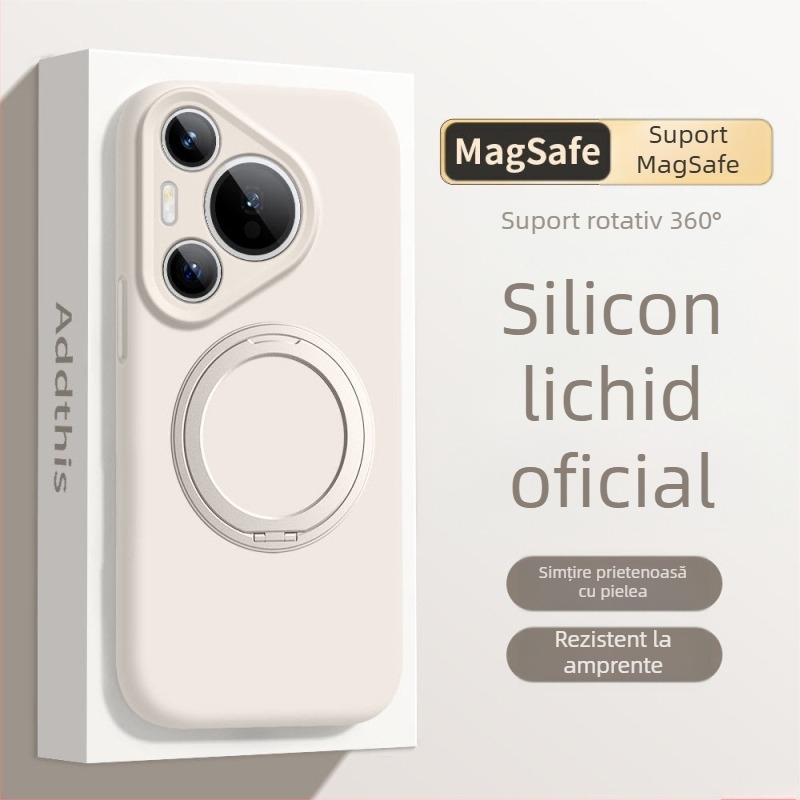 Carcasă Huawei Mate 80 Pro din silicon lichid cu suport rotativ – antișoc, finisaj mat, antiamprentă