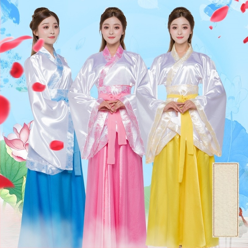 Costum Hanfu de dans pentru bărbați: Zână Qu'e cu fustă ru pentru operă sau reprezentație scenică, poliester ≥95%