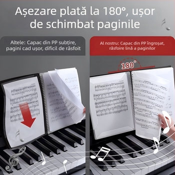 Mapă pentru partituri A4, material PP, pentru partituri pe foi detașabile