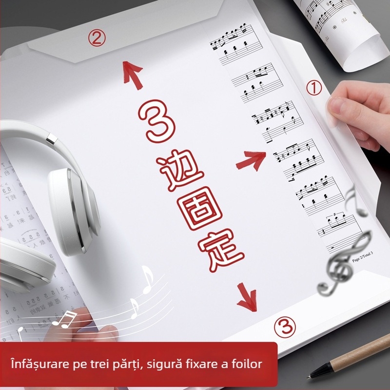 Mapă pentru partituri A4, material PP, pentru partituri pe foi detașabile