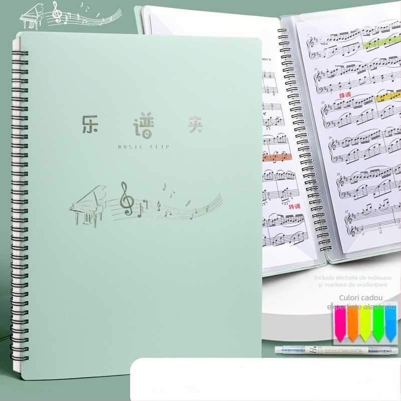 Mapă pentru partituri A4, material PP, pentru partituri pe foi detașabile