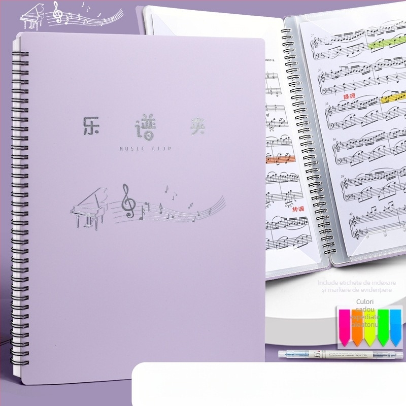 Mapă pentru partituri A4, material PP, pentru partituri pe foi detașabile