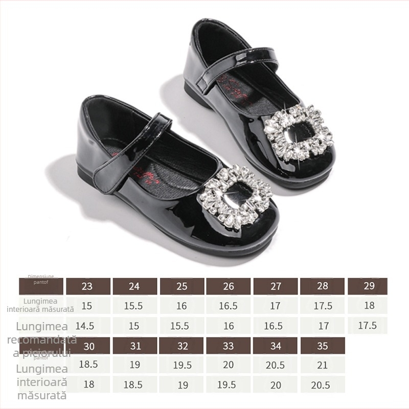 Pantofi de copii cu talie joasă – stil prințesă, cu Velcro, căptușeală PU, talpă din plastic