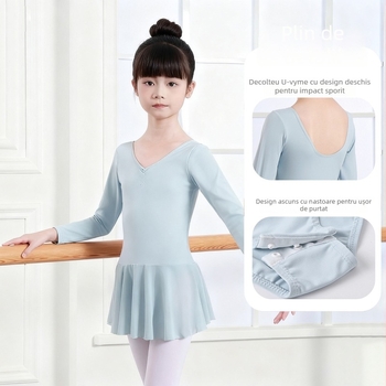 Rochie de balet pentru copii, țesătură nylon 75%, stil prințesă, pentru 3–8 ani, primăvara 2025