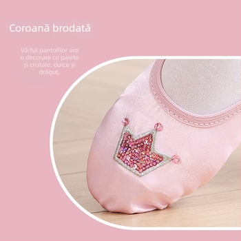 Pantofi de dans pentru balet, cu partea superioară din mătase, respirabili și ușori, pentru fete