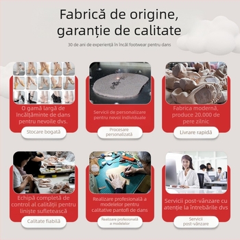 Pantofi de dans cu șireturi pentru balet, cu partea superioară din pânză, talpă din piele, respirabili și ușori, pentru copii