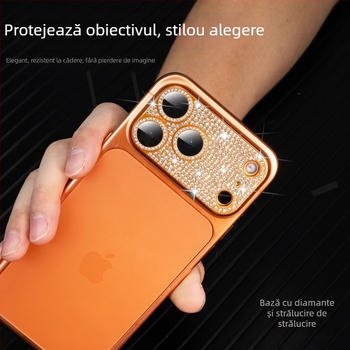 Film de protecție pentru obiectivul camerei iPhone 17 — sticlă temperată, HD, rezistent la explozii, praf