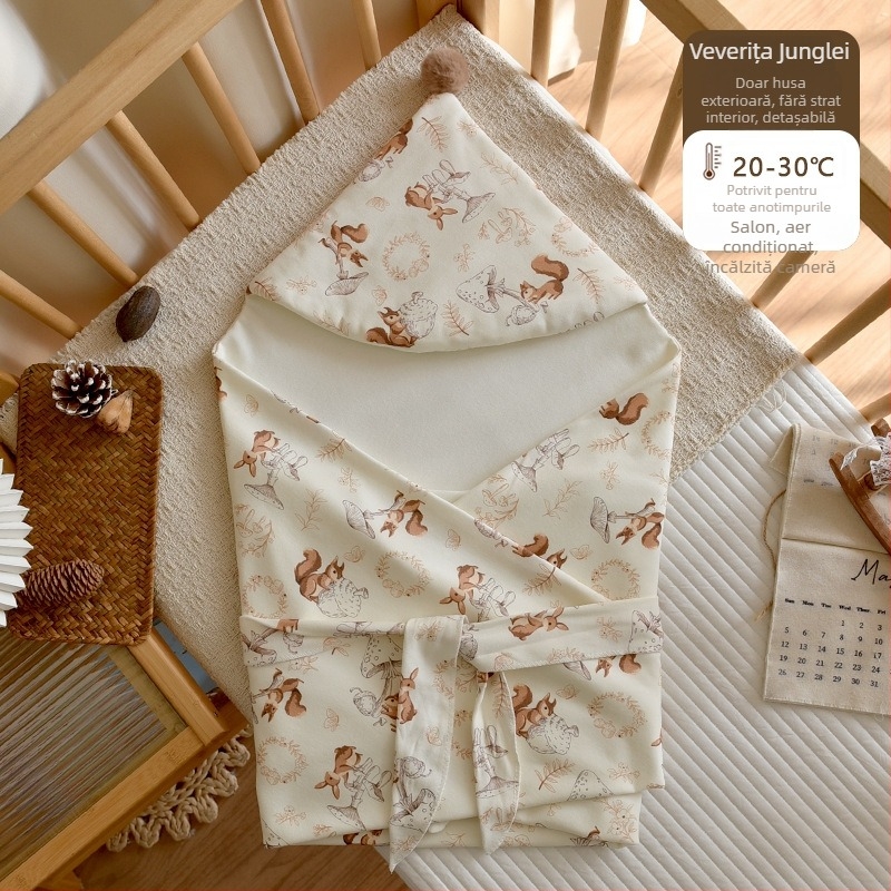 Cuvertură pentru nou-născuți, iarnă, din bumbac pur, umplutură poliester/bumbac, 0.55-1.0 kg, cu strat interior detașabil de bumbac