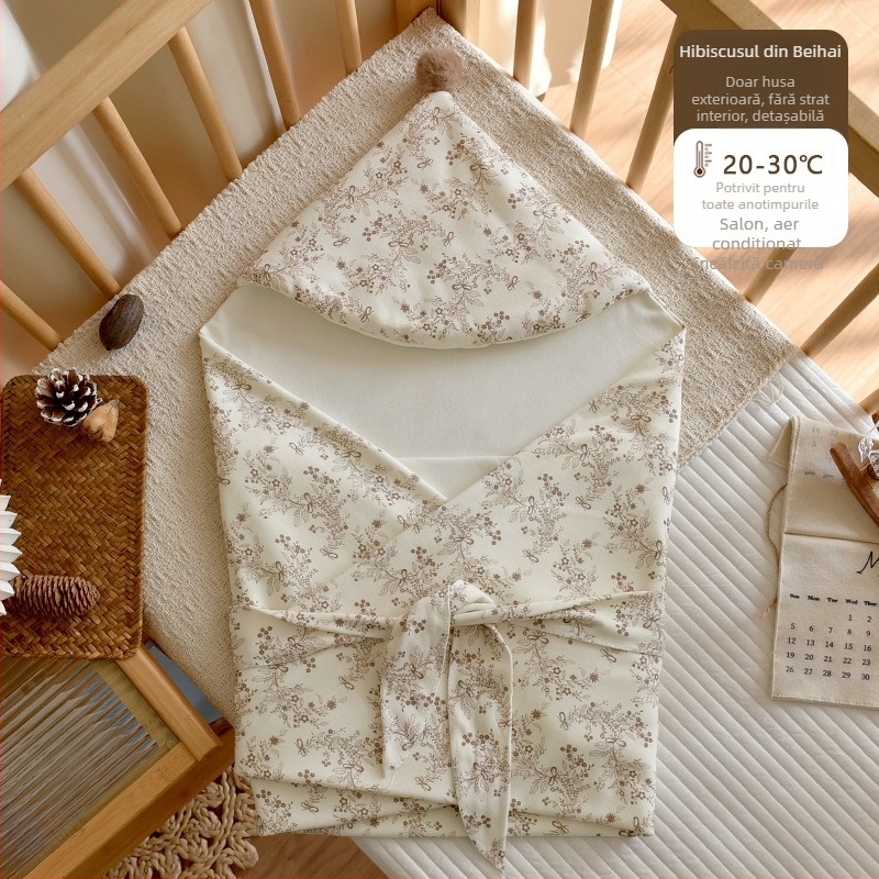 Cuvertură pentru nou-născuți, iarnă, din bumbac pur, umplutură poliester/bumbac, 0.55-1.0 kg, cu strat interior detașabil de bumbac