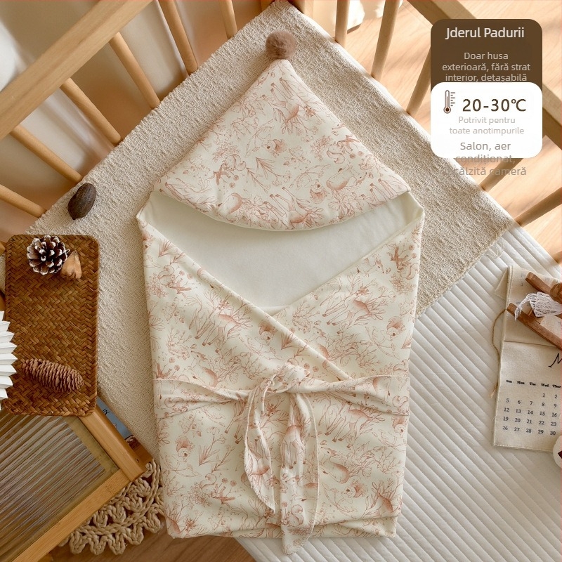 Cuvertură pentru nou-născuți, iarnă, din bumbac pur, umplutură poliester/bumbac, 0.55-1.0 kg, cu strat interior detașabil de bumbac