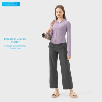 Geacă de vară cu UPF50+, material răcoritor, glugă, croială scurtă, stil slim