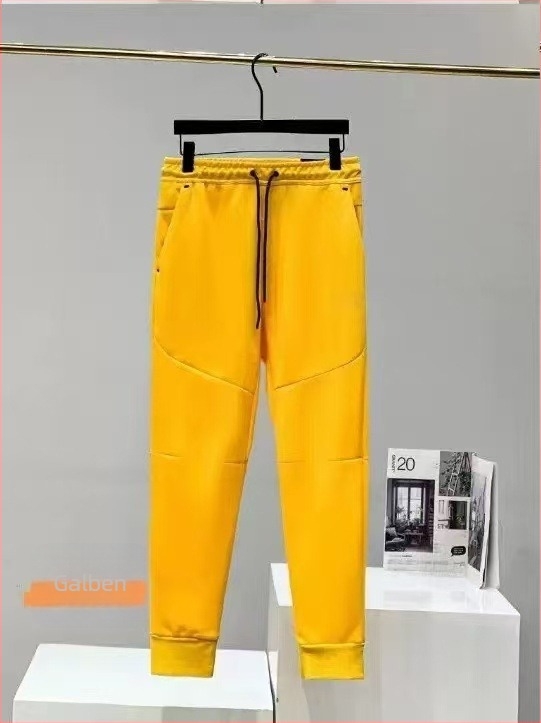 Pantaloni trening bărbați din bumbac, croială conică, pentru sport și antrenament, țesătură 350 g/m², toamnă