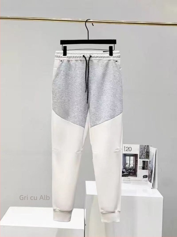 Pantaloni trening bărbați din bumbac, croială conică, pentru sport și antrenament, țesătură 350 g/m², toamnă