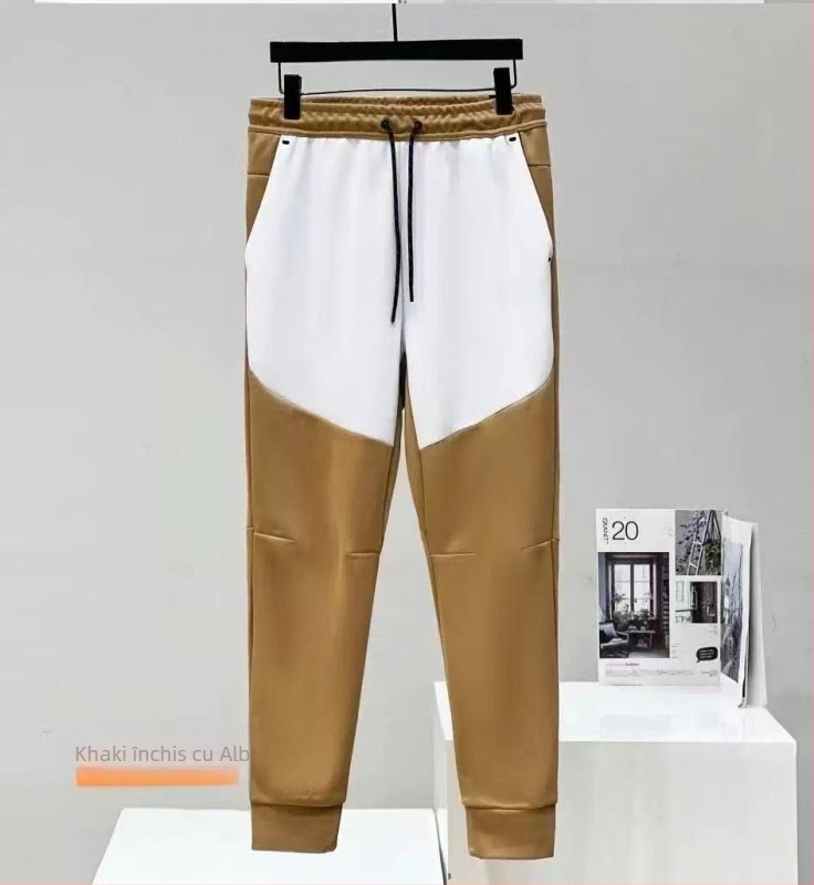 Pantaloni trening bărbați din bumbac, croială conică, pentru sport și antrenament, țesătură 350 g/m², toamnă