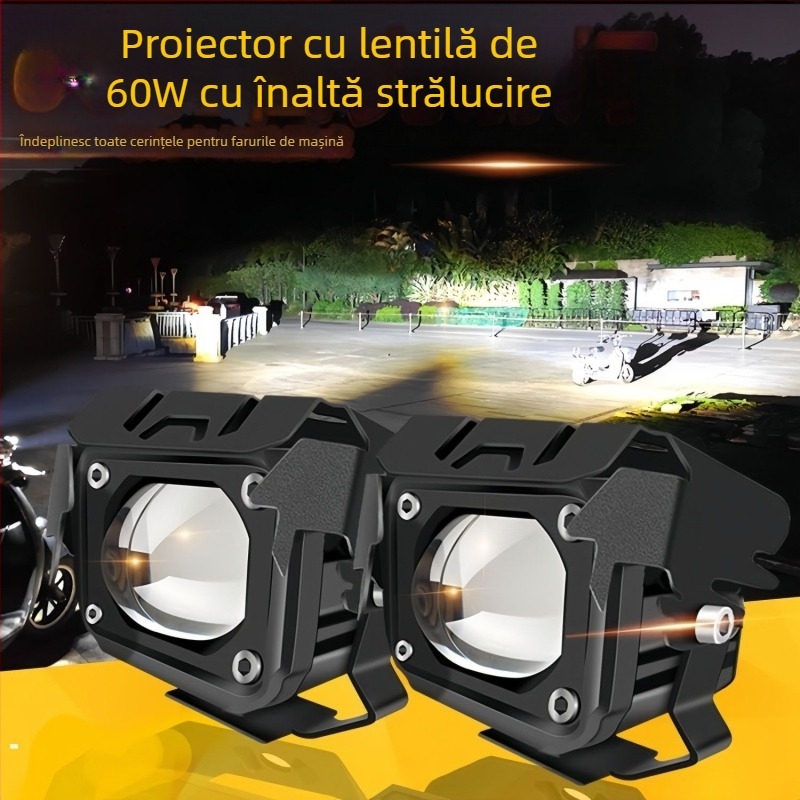 Proiector LED pentru motocicletă cu laser, anti-ceață, montaj extern