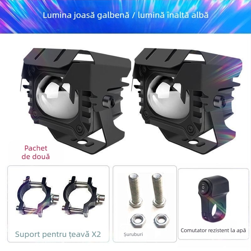 Proiector LED pentru motocicletă cu laser, anti-ceață, montaj extern