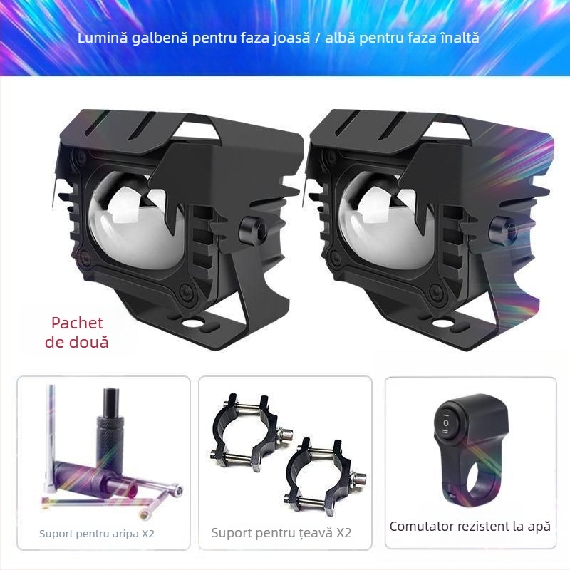 Proiector LED pentru motocicletă cu laser, anti-ceață, montaj extern