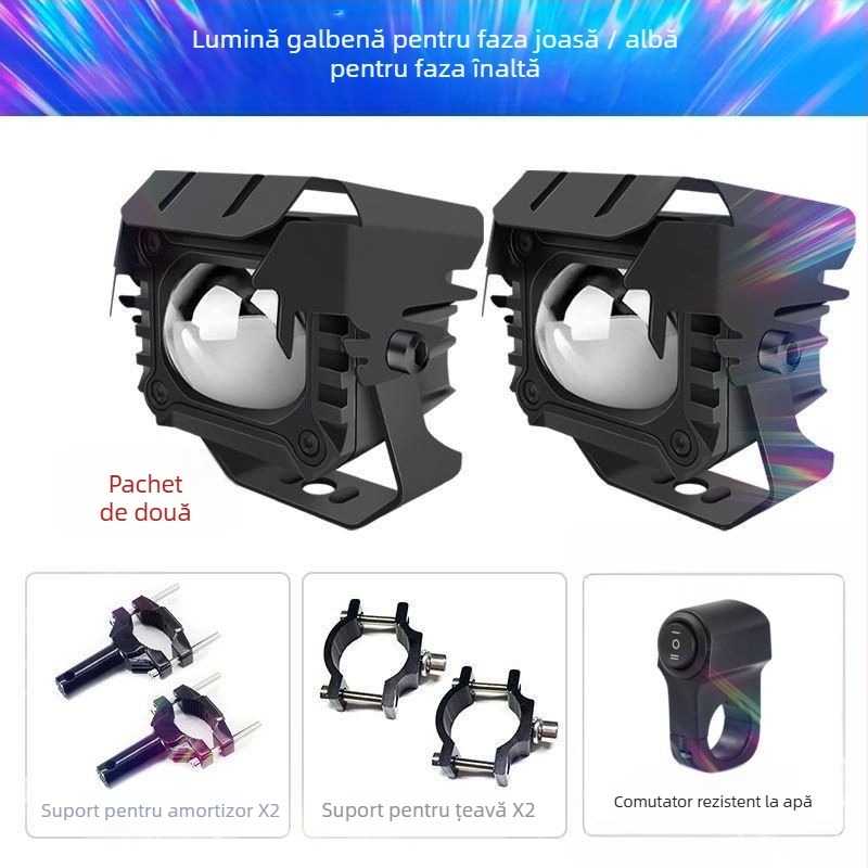Proiector LED pentru motocicletă cu laser, anti-ceață, montaj extern