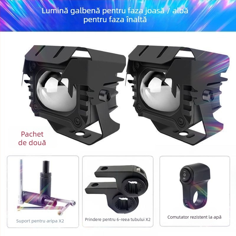 Proiector LED pentru motocicletă cu laser, anti-ceață, montaj extern