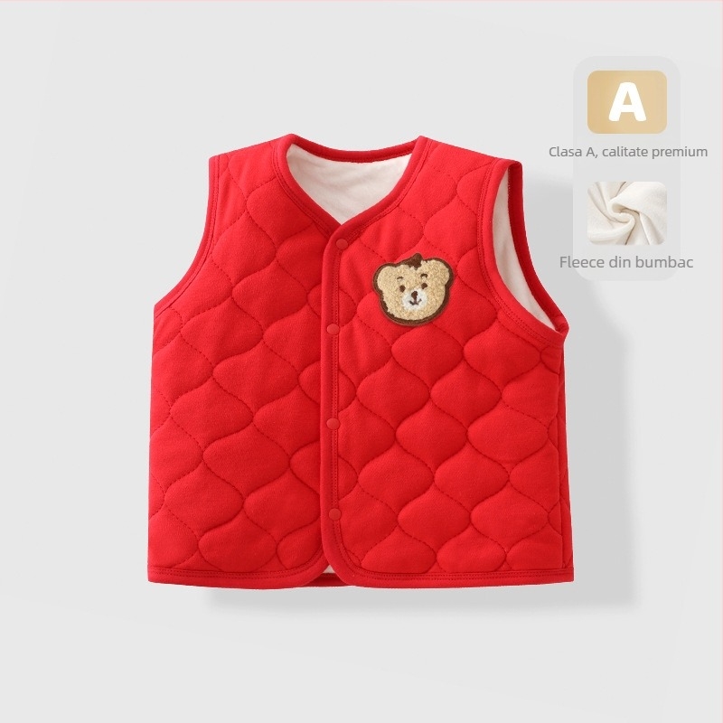 Vesta pentru copii, bumbac 95%, stil simplu, pentru vârsta 1–3 ani, Primăvara 2025.