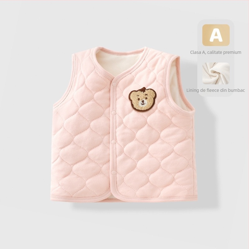 Vesta pentru copii, bumbac 95%, stil simplu, pentru vârsta 1–3 ani, Primăvara 2025.