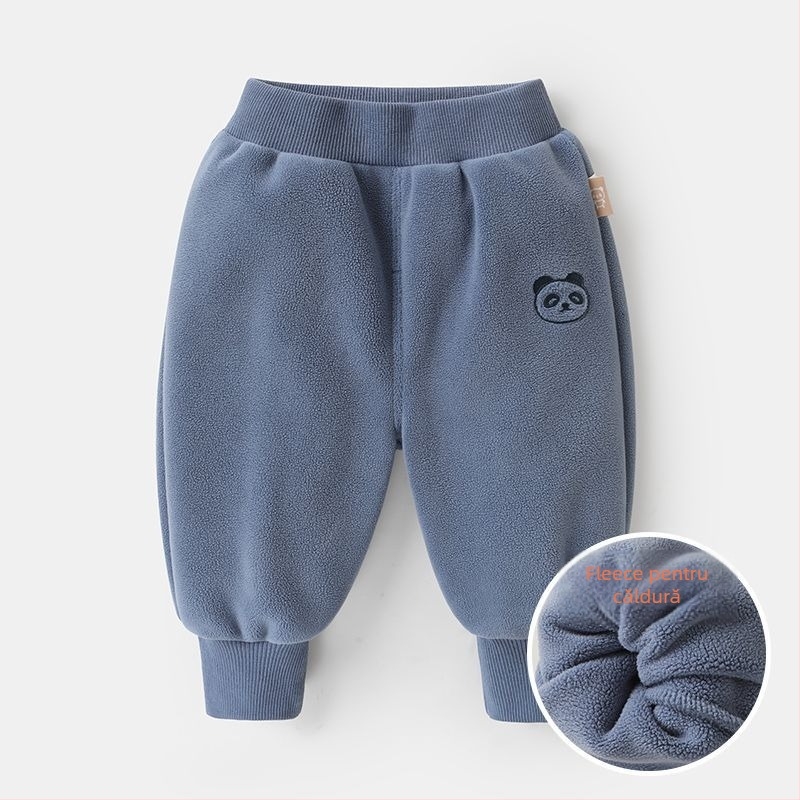 Pantaloni pentru copii cu căptușeală polar, iarnă, poliester 95%, pentru copii 1–3 ani, stil casual coreean