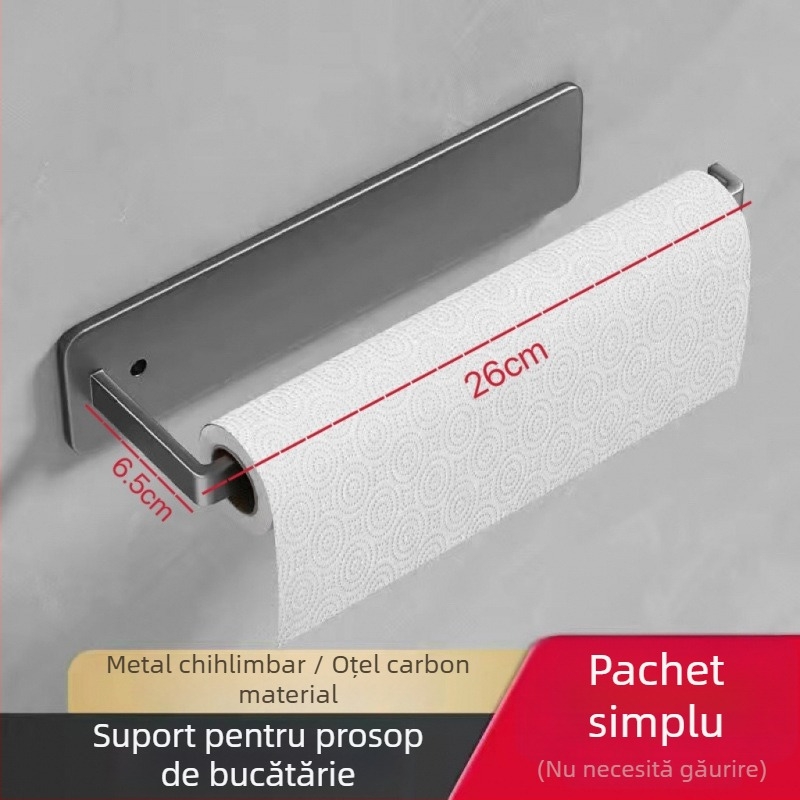 Suport pentru hârtie de bucătărie montat pe perete, fără găuri, depozitare folie, stil modern simplu - Material: Alt; Formă: Altă; Tratarea suprafeței: 1; Stil: Simplitate modernă