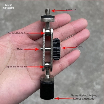 Suport pentru telefon cu cap de bilă de 17 mm și montaj de 1/4-inch pentru gimbal — adaptor universal pentru roți