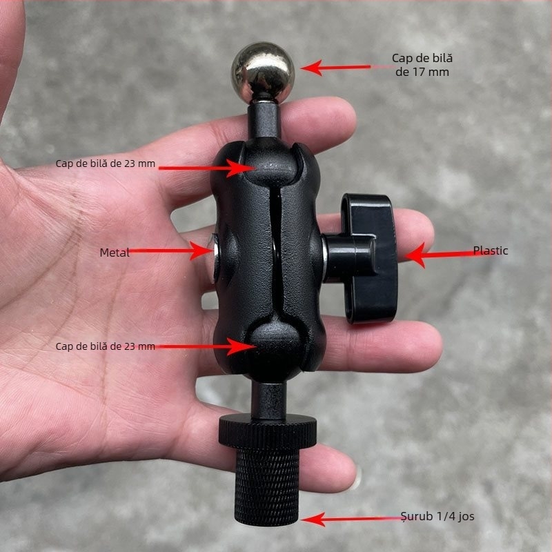Suport pentru telefon cu cap de bilă de 17 mm și montaj de 1/4-inch pentru gimbal — adaptor universal pentru roți