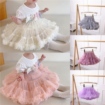 Fustă pentru copii în stil prințesă, din țesătură de gauză, fibre acrilice cu conținut de bumbac