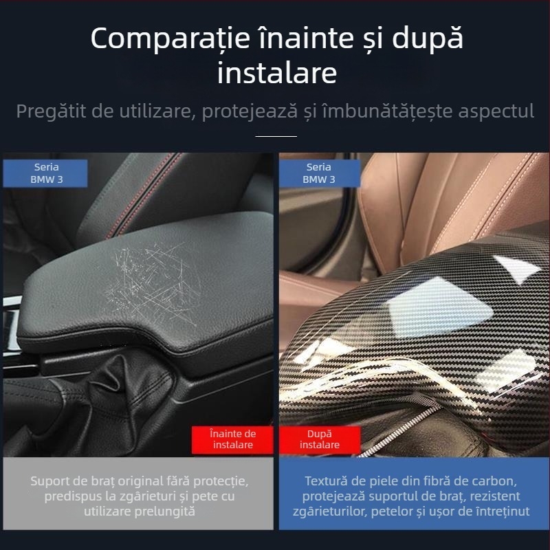 Kinracdine Capac din plastic pentru cotieră BMW – Compatibil cu Seria 3, Seria 5, Seria 7 și X1, X3, X5 – Capac decorativ pentru cutia centrală de depozitare