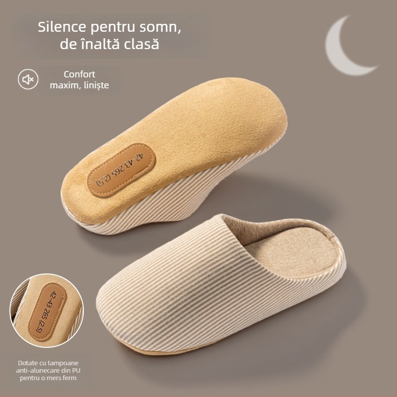 Papuci de interior pentru bărbați din nubuk, cu talpă antiderapantă, slip-on, model de iarnă 2025.