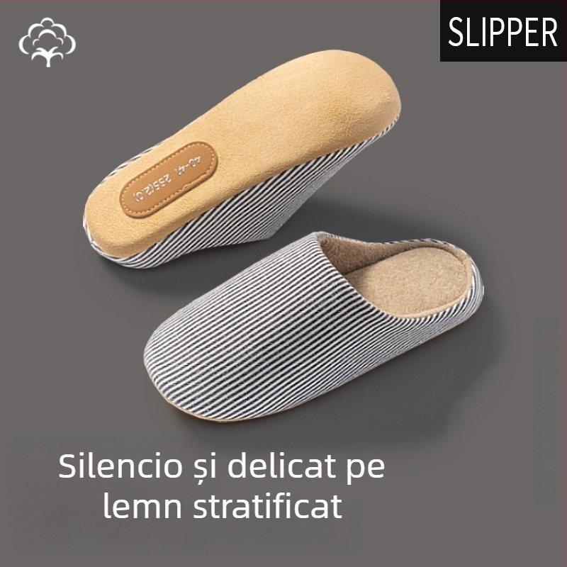 Papuci de interior pentru bărbați din nubuk, cu talpă antiderapantă, slip-on, model de iarnă 2025.